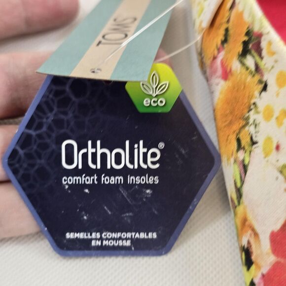 TOMS Shoes Womens Size 9 White Floral Print Alpargata Slip On Canvas Ortholite - Picture 6 of 14